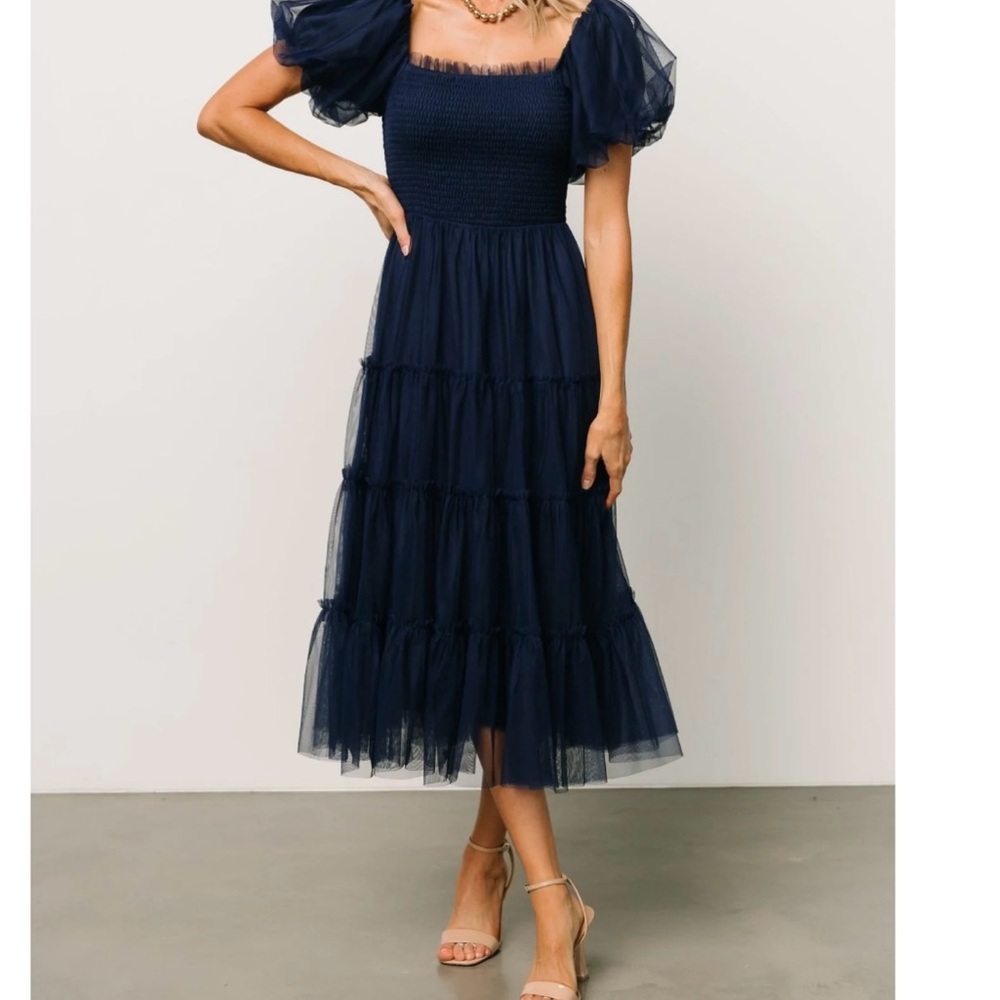 Elegant Navy Blue Women's Dress Baltic born